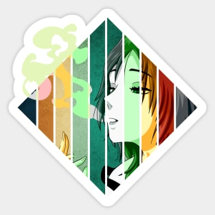 Retro & Vintage Square Colors Sexy Anime Vaporwave Girl Sticker